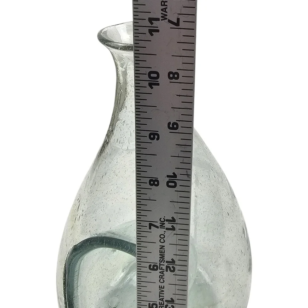 Hand Blown Seed Glass Sake Carafe Decanter with Internal Ice Pocket Chiller